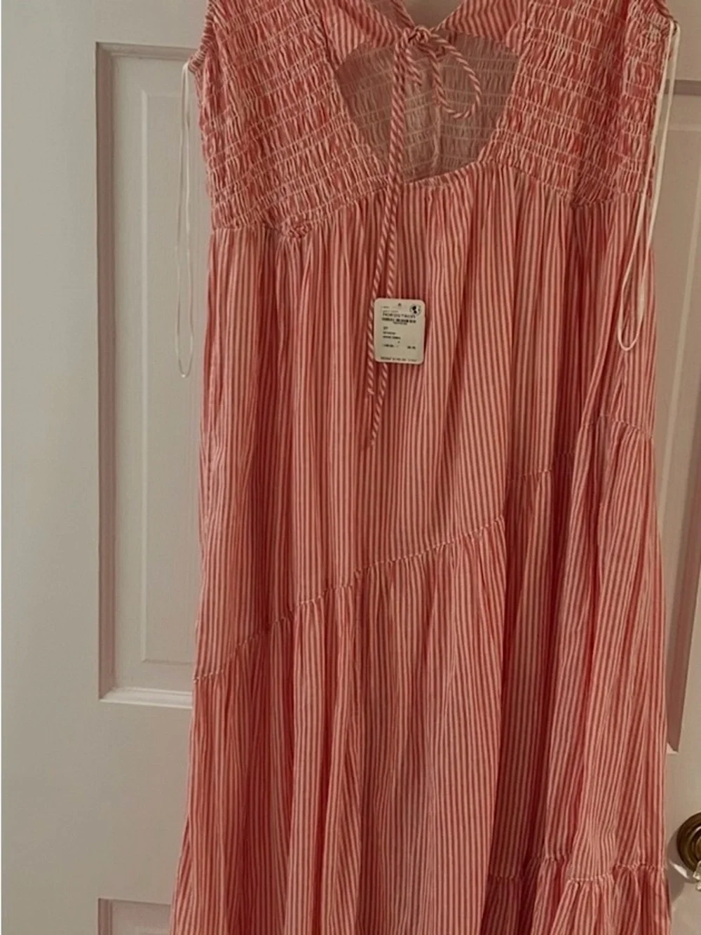 Free People Striped Smocked V-Neck Maxi Dress